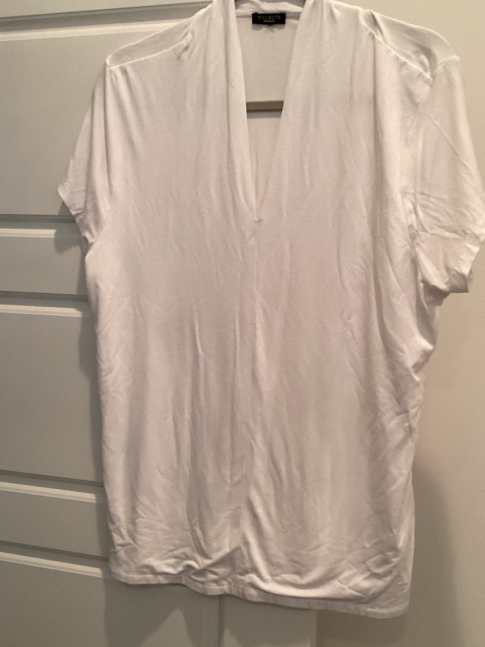 Talbots White Short Sleeve V-Neck Women's Top